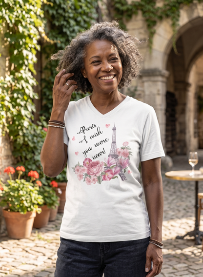 Paris, I Wish You Were Near! | Women's V-neck  Paris Shirt