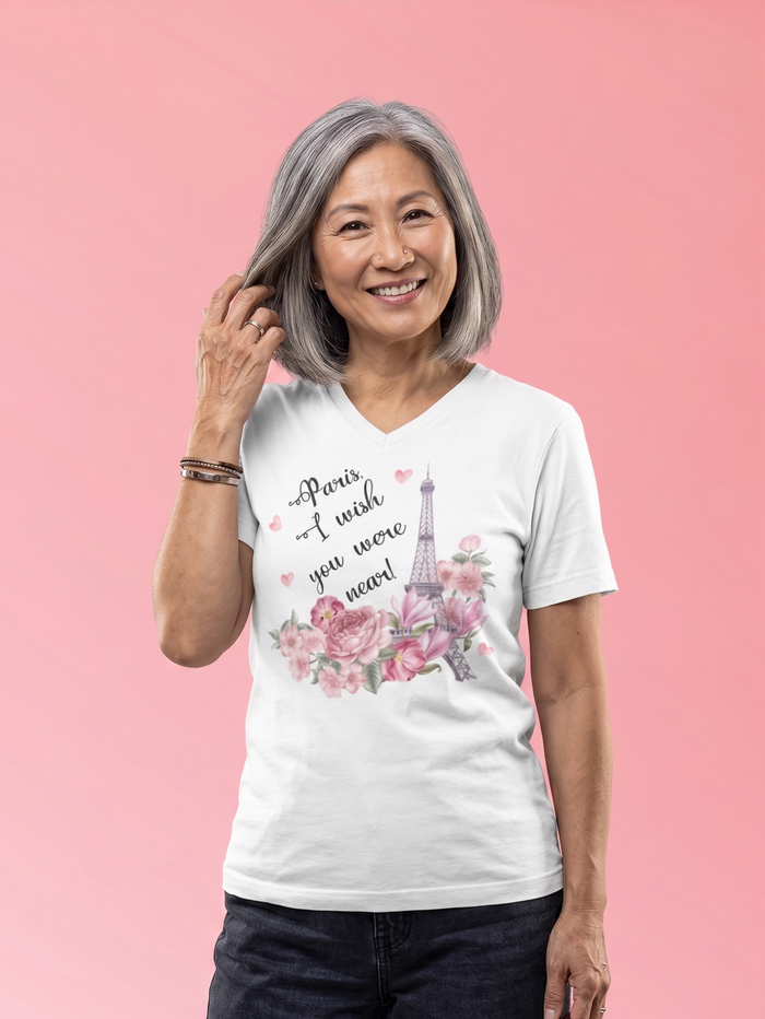 Paris, I Wish You Were Near! | Women's V-neck  Paris Shirt
