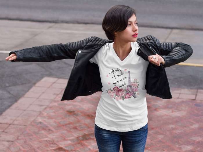 Paris, I Wish You Were Near! | Women's V-neck  Paris Shirt