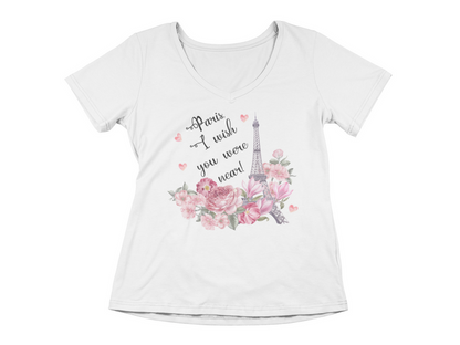Paris, I Wish You Were Near! | Women's V-neck  Paris Shirt