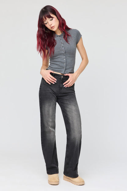 Paris Stretch High Rise Wide Leg Jean