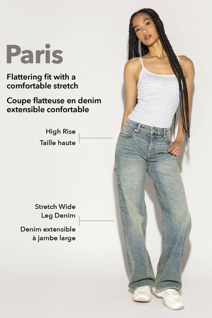 Paris Stretch High Rise Wide Leg Jean