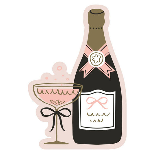 Set of 16 champagne bottle die cut party cocktail napkins by Soiree Sisters, featuring festive champagne bottle designs.