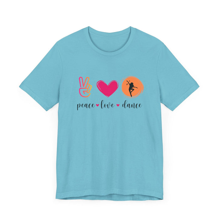 Peace, Love & Dance Unisex Jersey Tee - ✌️❤️💃 Express Yourself Through Movement! 💃❤️✌️ - Whippie's