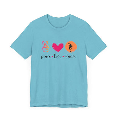 Peace, Love & Dance Unisex Jersey Tee - ✌️❤️💃 Express Yourself Through Movement! 💃❤️✌️ - Whippie's