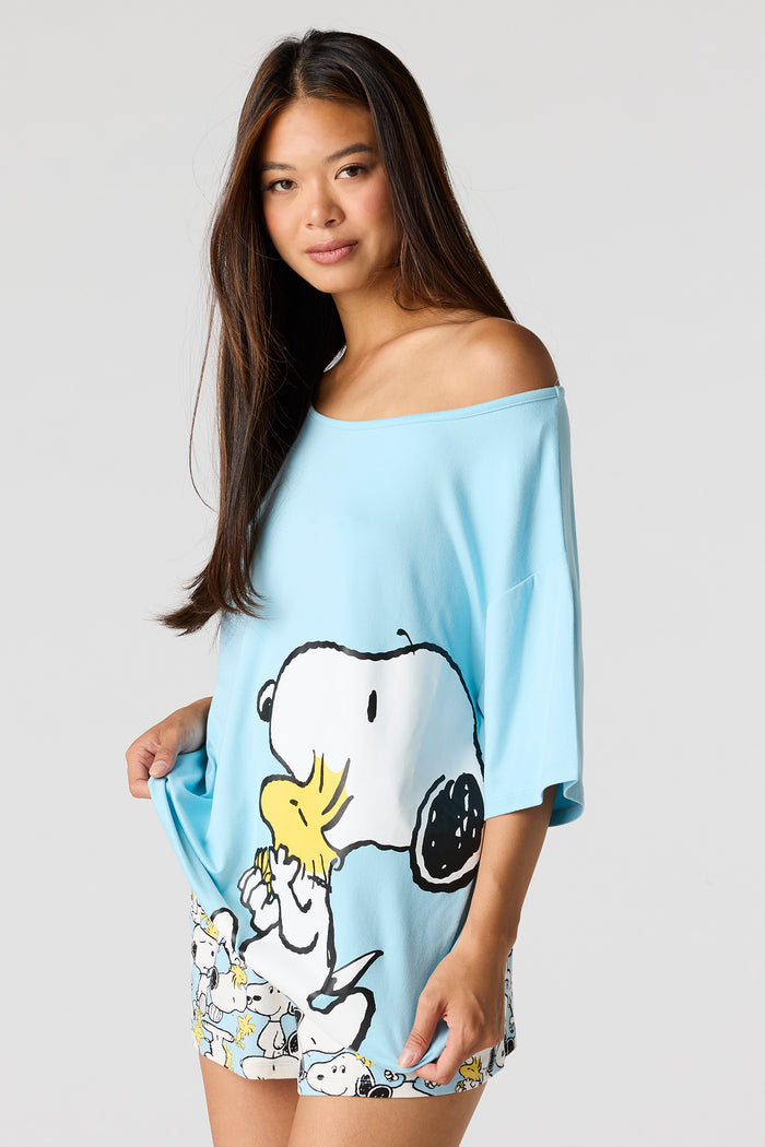 Peanuts Snoopy Off Shoulder Top & Short Pajama Set