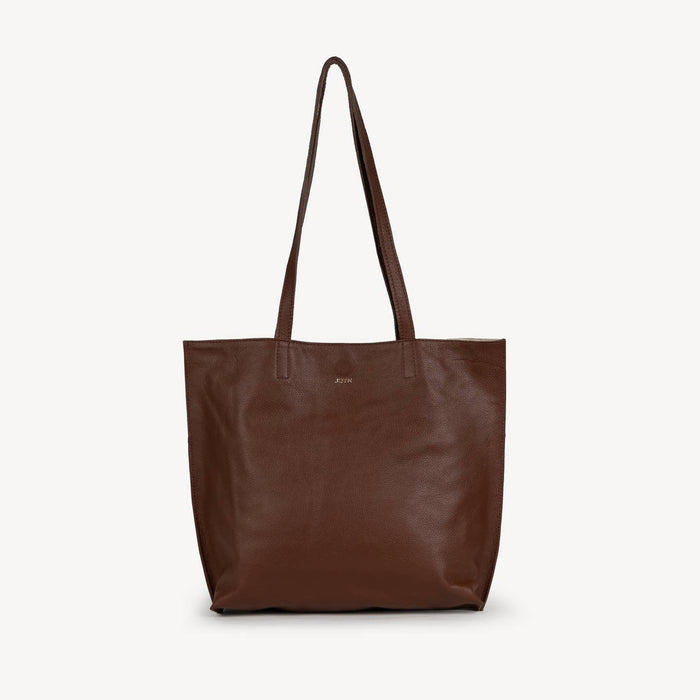 Pebbled Leather Everyday Tote- Vintage Brown