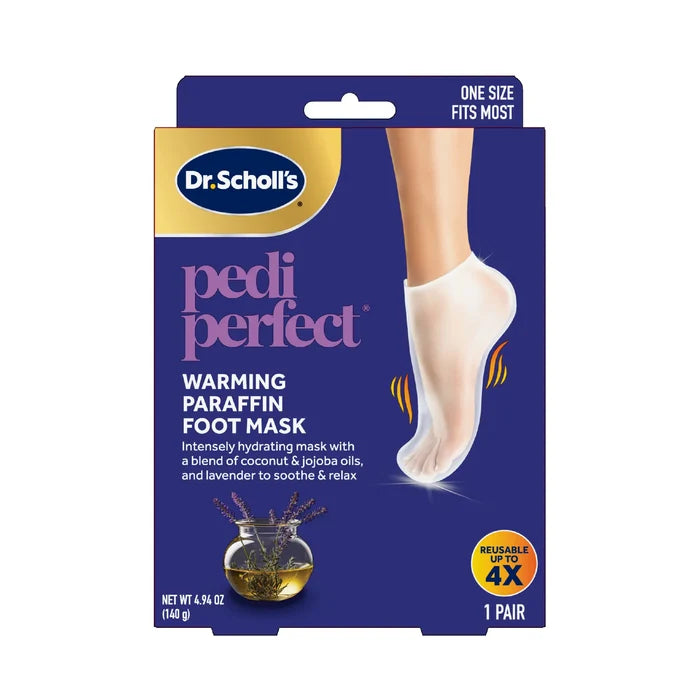 Dr. Scholl's Pedi Perfect warming paraffin foot mask box, one pair, one size fits most