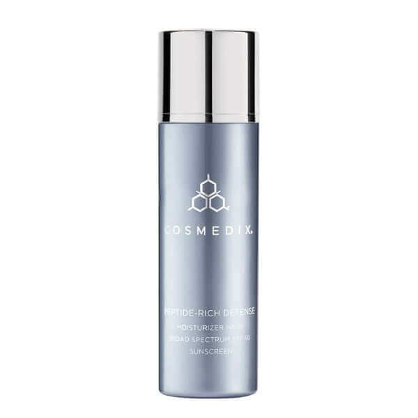 Peptide-Rich Defense SPF 50 bottle against white background