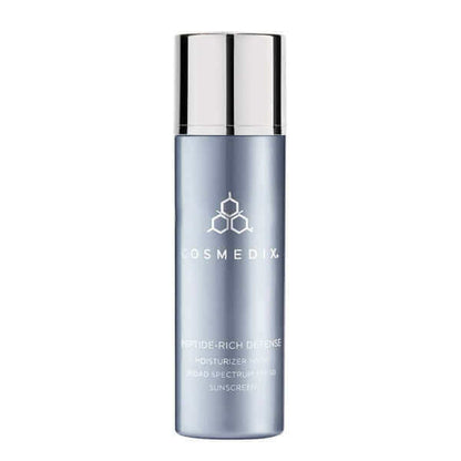 Peptide-Rich Defense SPF 50 bottle against white background