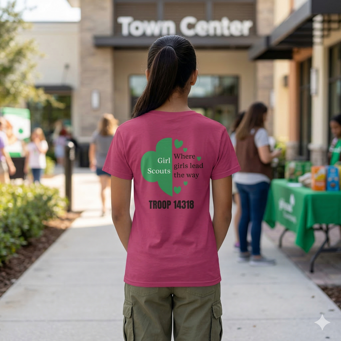 Personalized Girl Scout Trefoil Troop Tee | Girls Lead the Way - Women's
