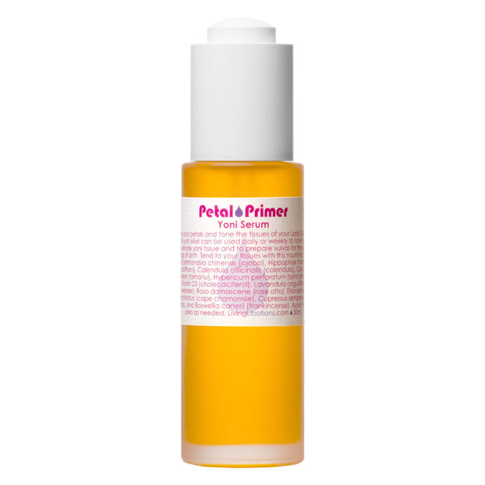 Bottle of Living Libations Petal Primer Yoni Serum 30ml