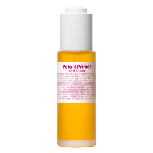 Bottle of Living Libations Petal Primer Yoni Serum 30ml