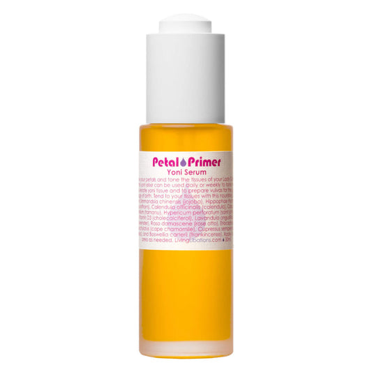 Bottle of Living Libations Petal Primer Yoni Serum 30ml