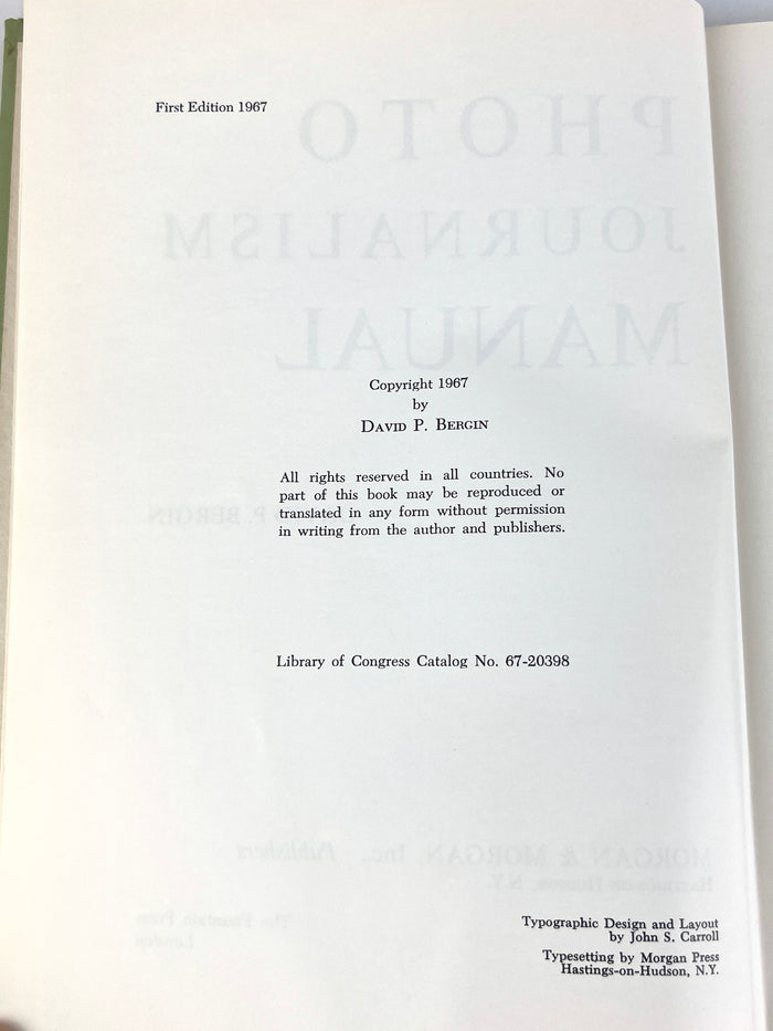 Photojournalism Manual, 1967 First Edition