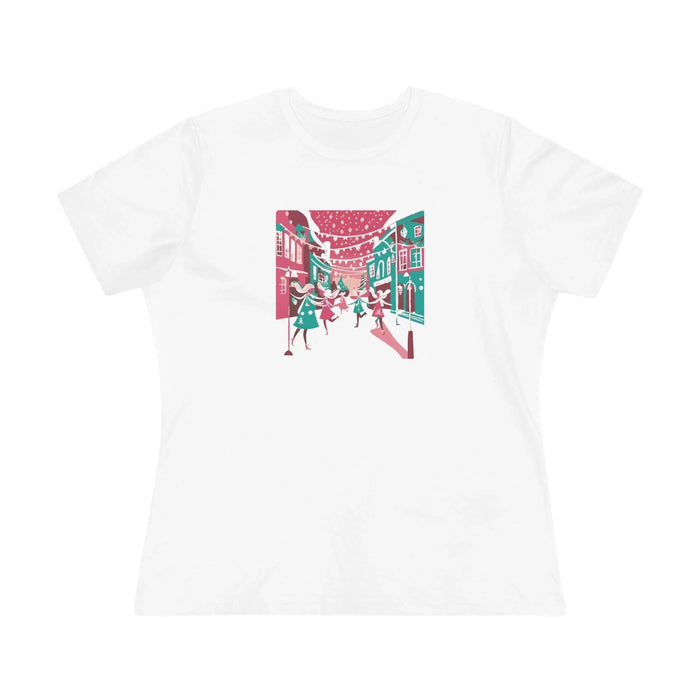 Pink and Teal Holiday Village - Women's Softstyle Tee - Whippie's