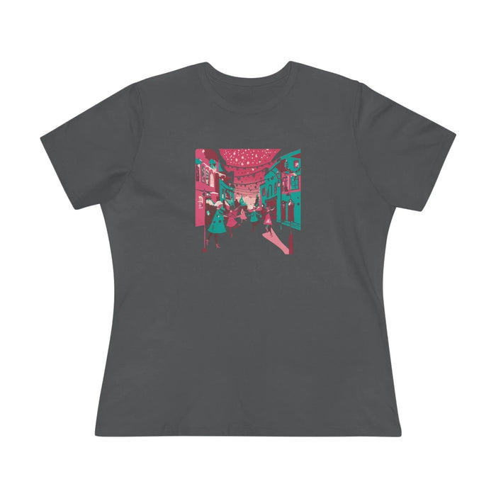 Pink and Teal Holiday Village - Women's Softstyle Tee - Whippie's