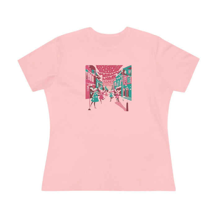 Pink and Teal Holiday Village - Women's Softstyle Tee - Whippie's