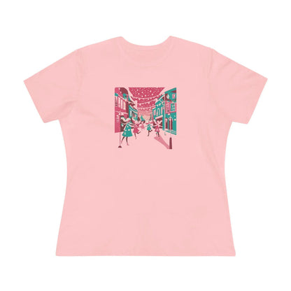 Pink and Teal Holiday Village - Women's Softstyle Tee - Whippie's