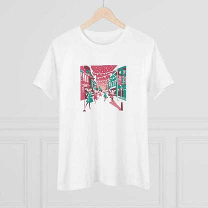 Pink and Teal Holiday Village - Women's Softstyle Tee - Whippie's