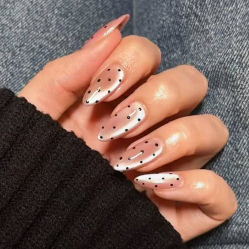 Pink Polka Dot Cat Eye | Medium Almond | EASY PRESS™