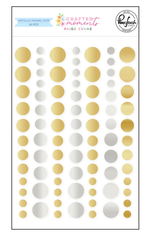 Pinkfresh Studio - Paige Evans - Metallic Enamel Dots - 84/Pkg - Crafted Moments. Available at Embellish Away located in Bowmanville Ontario Canada.