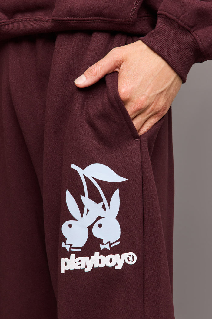 Playboy Graphic Wide Leg Fleece Sweatpant