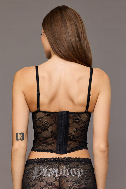 Playboy Lace Rhinestone Corset