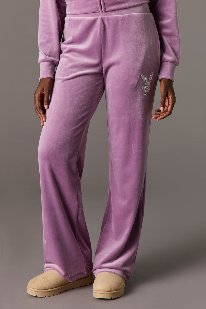 Playboy Rhinestone Velour Pant
