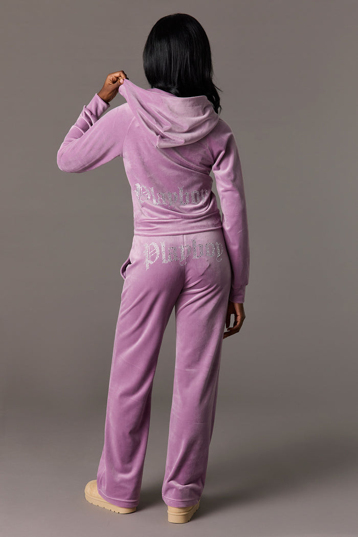 Playboy Rhinestone Velour Pant