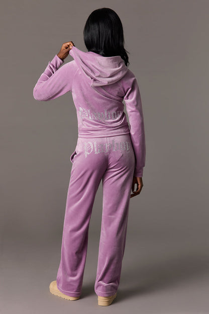 Playboy Rhinestone Velour Pant