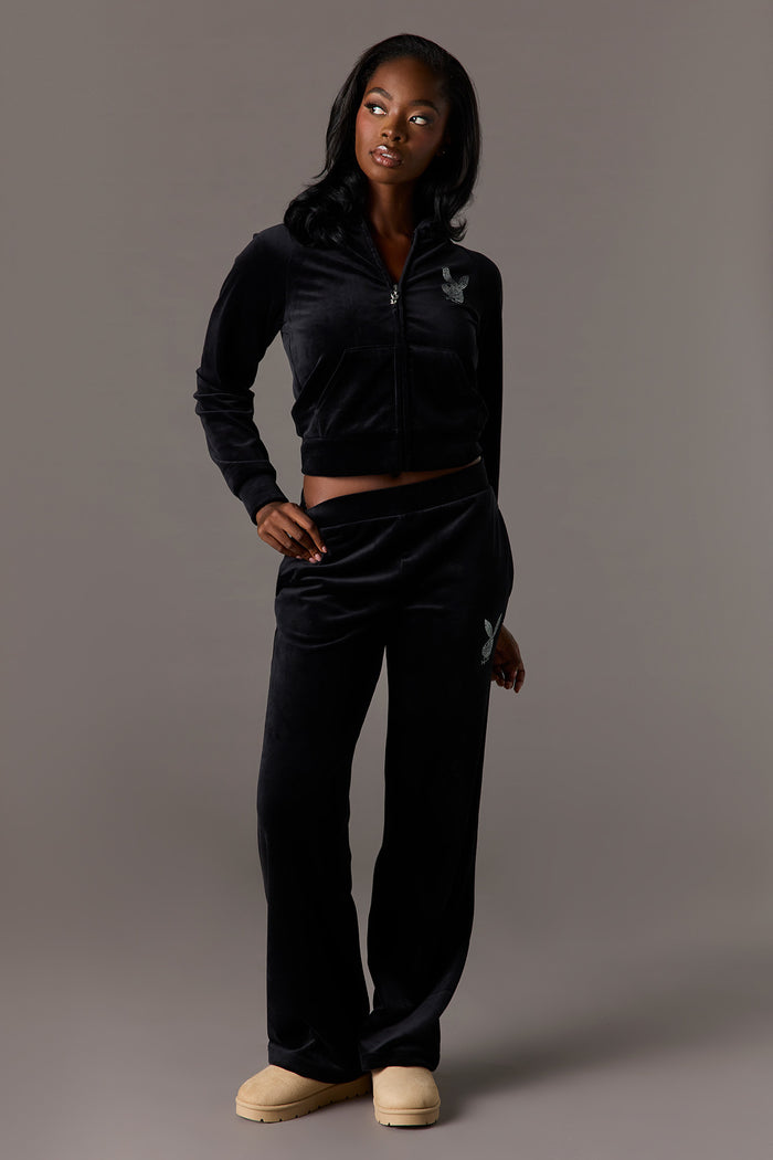 Playboy Rhinestone Velour Pant