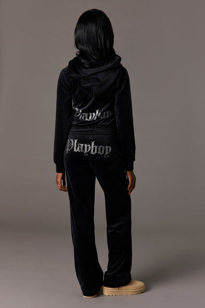 Playboy Rhinestone Velour Pant