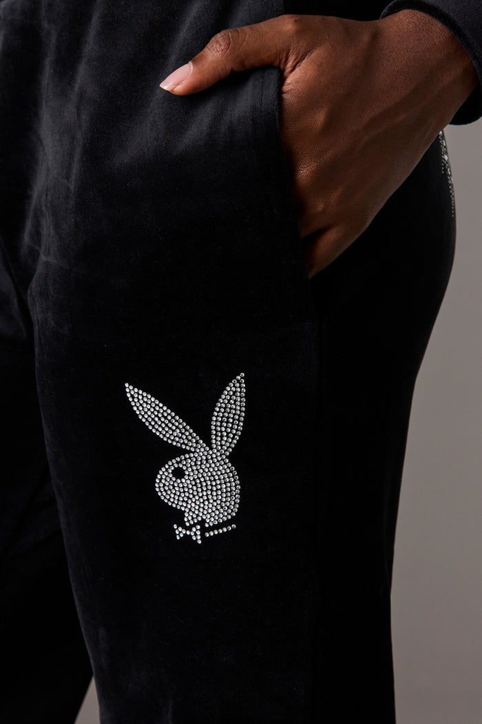 Playboy Rhinestone Velour Pant