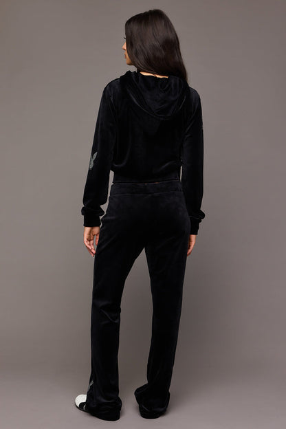 Playboy Rhinestone Velour Wide Leg Pant
