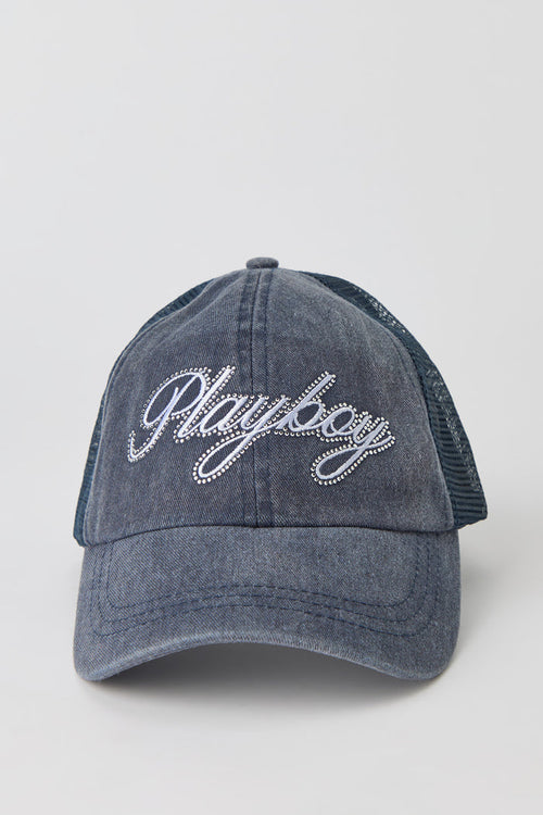 Playboy Rhinestone Washed Trucker Hat