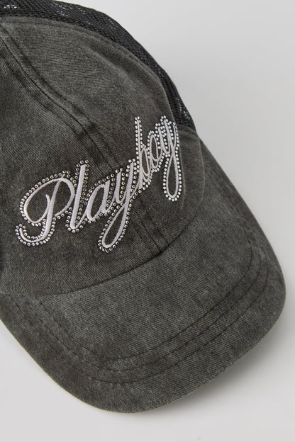 Playboy Rhinestone Washed Trucker Hat