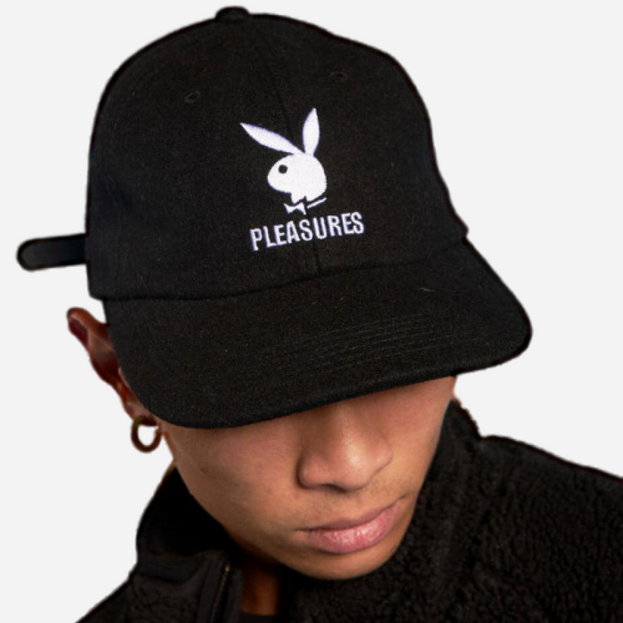 PLEASURES X PLAYBOY WOOL STRAPBACK HAT Black