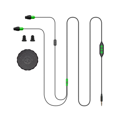 Plugfones Protector PLUS Green Black Industrial Earplugs with Headphones