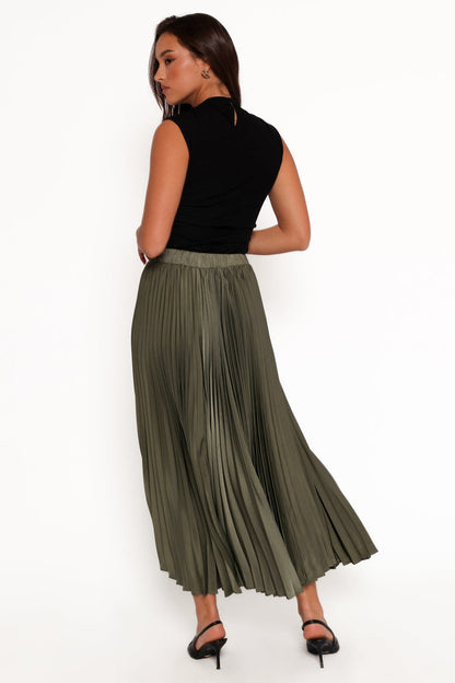 Petal and Pup USA BOTTOMS Polina Pleated Maxi Skirt - Olive