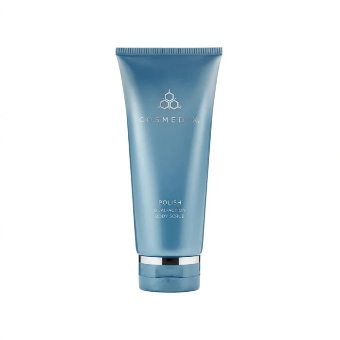 Blue Cosmedix Polish Dual-Action Body Scrub tube