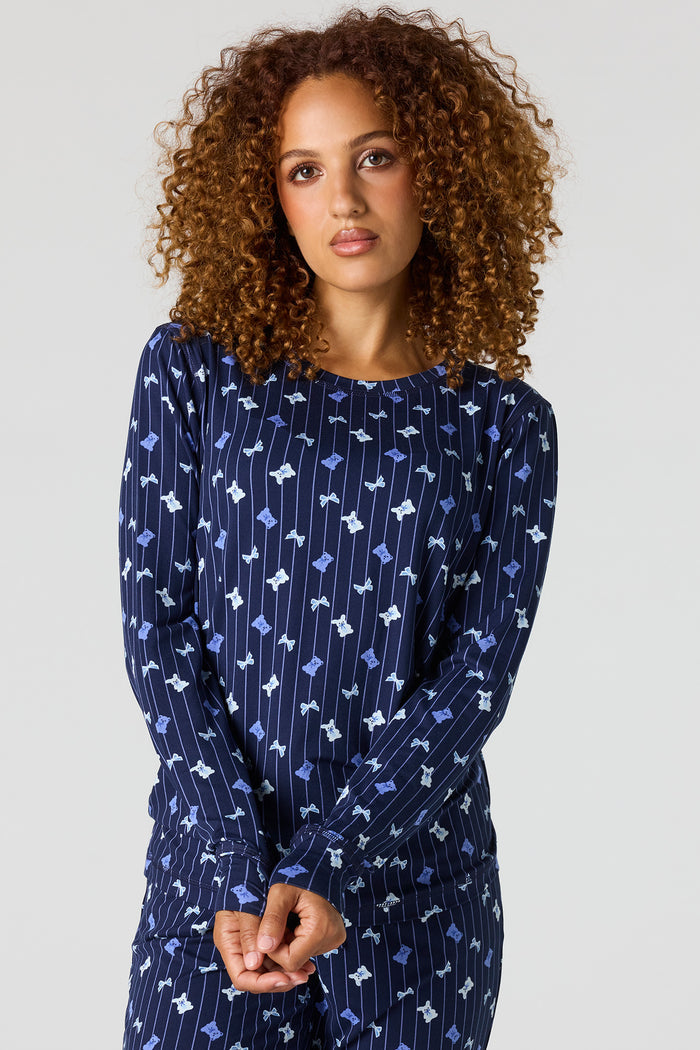 Printed Long Sleeve Top & Pant Pajama Set