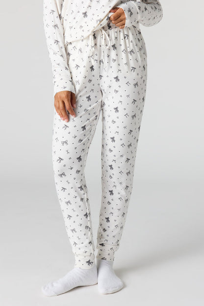 Printed Long Sleeve Top & Pant Pajama Set