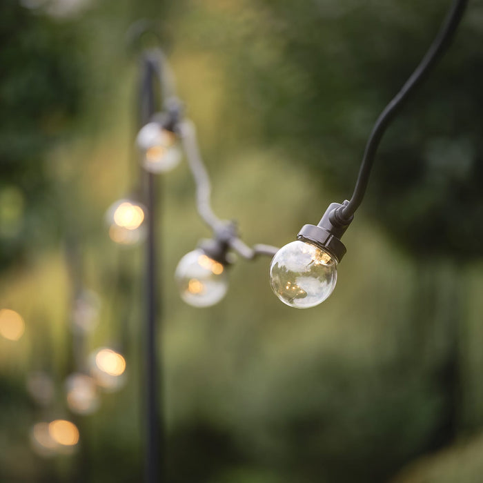 Pro Connect 20m 40 Warm White Connectable Festoon Lights Clear Cap Black Cable