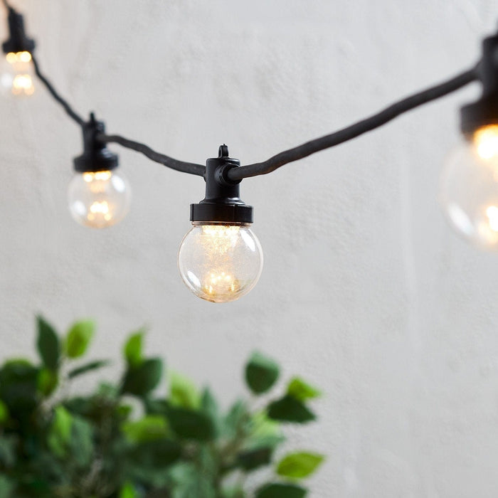 Pro Connect 20m 40 Warm White Connectable Festoon Lights Clear Cap Black Cable