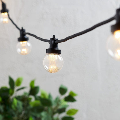 Pro Connect 20m 40 Warm White Connectable Festoon Lights Clear Cap Black Cable