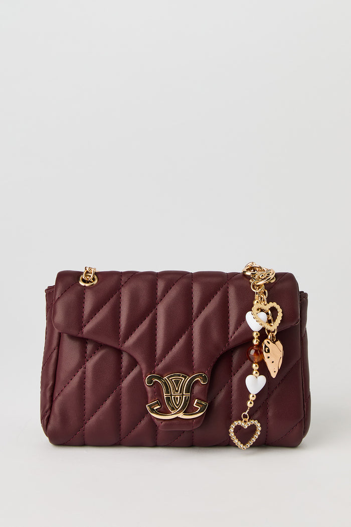 Quilted Crossbody Purse with Keychain