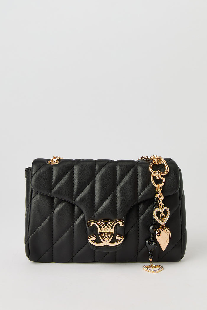 Quilted Crossbody Purse with Keychain