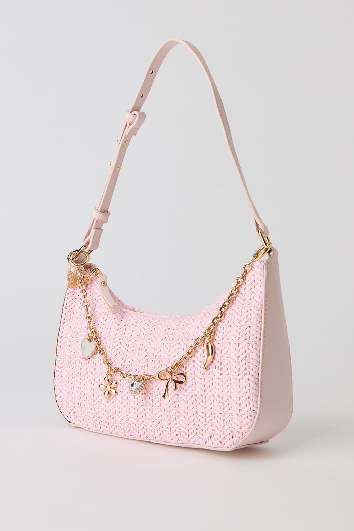 Raffia Charm Shoulder Bag