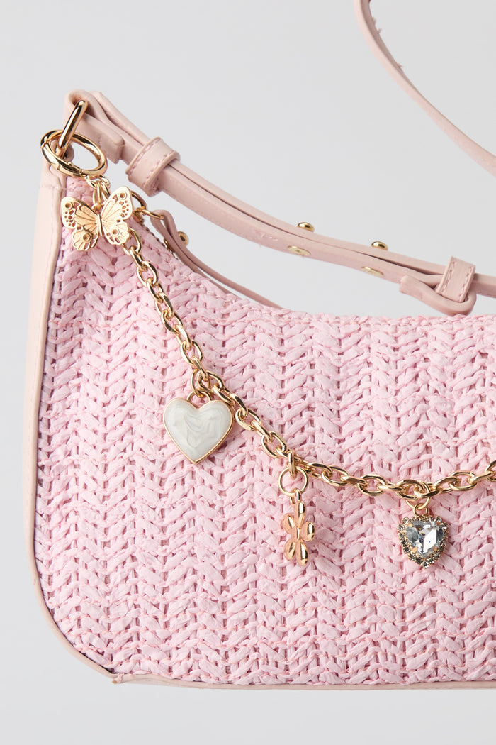 Raffia Charm Shoulder Bag